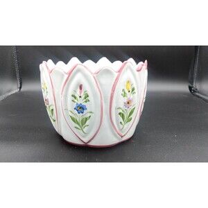 Large RCCL Hand Painted Flower Pot Planter Vase Blue White Portugal Stamped 535